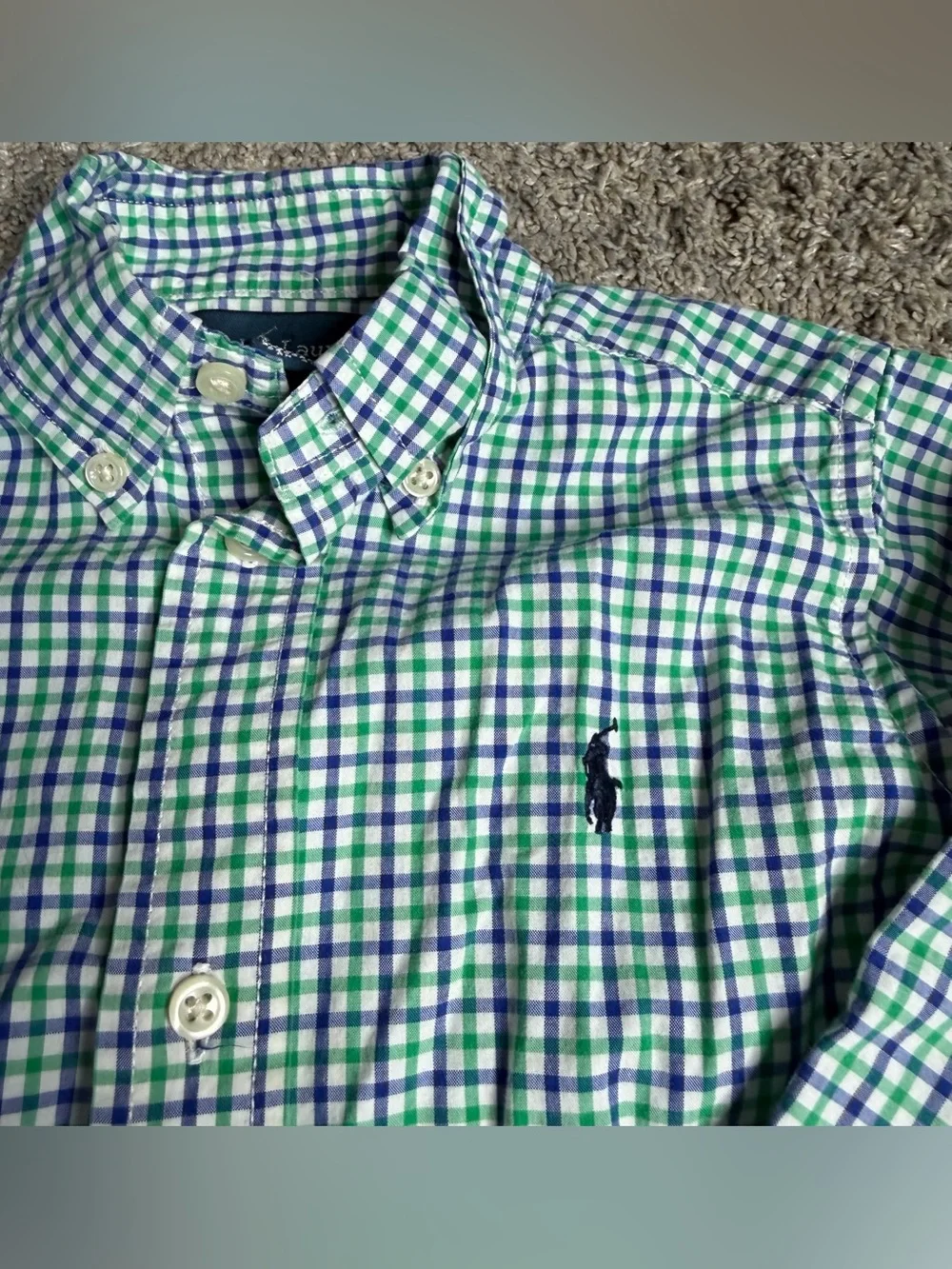 Ralph Lauren Plaid Long Sleeve Button Down Shirt & T-shirt 3T blue big pony logo